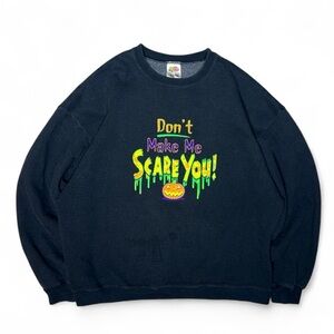 Vintage 90s Halloween Crewneck Sweatshirt XL Don’t Make Me Scare You Pumpkin